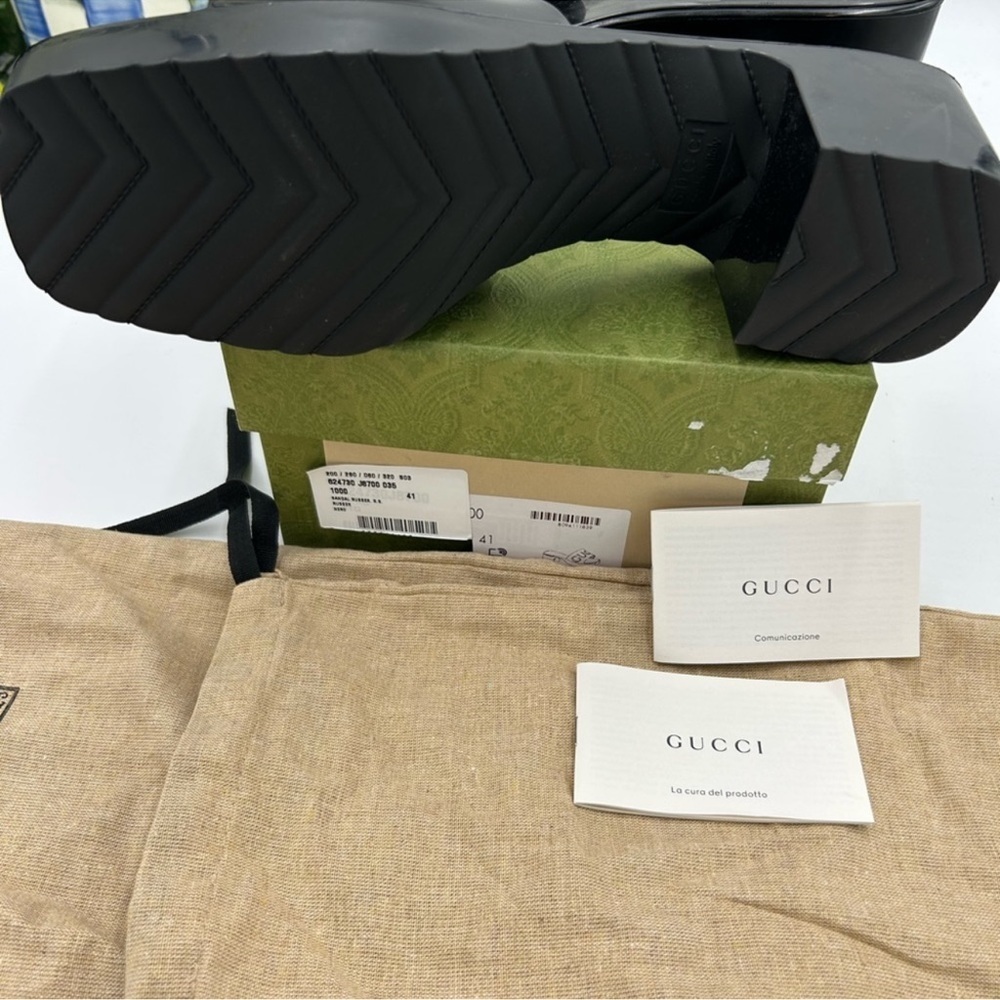 Gucci Black Women's Slide Sandals low heel. Size 41 made in Italy. - Picture 6 of 12